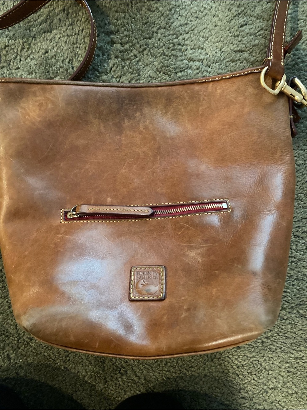 Dooney & Bourke Tan Brown Leather Crossbody Satchel